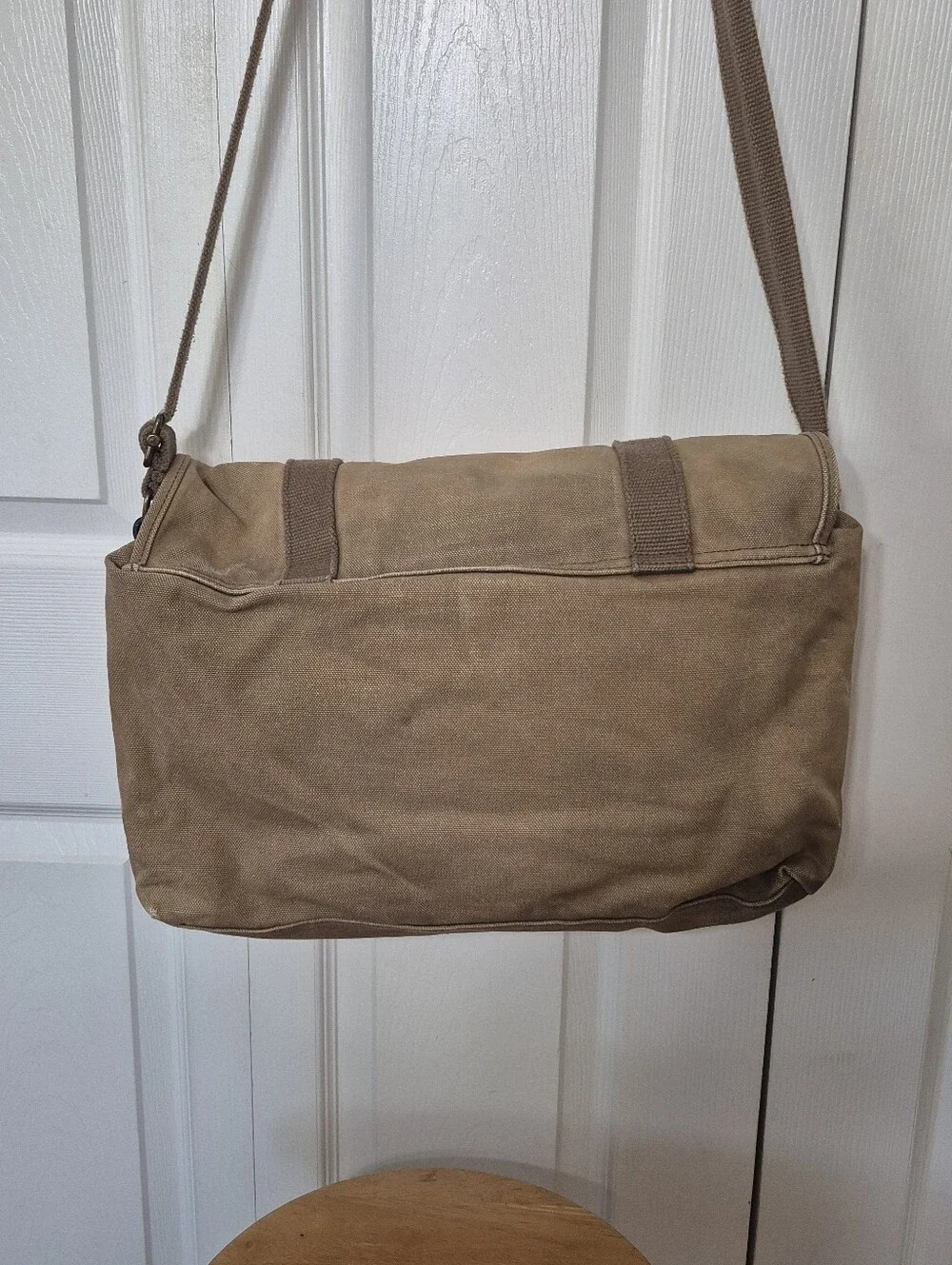 Lands end cotton canvas heavy duty messenger bag